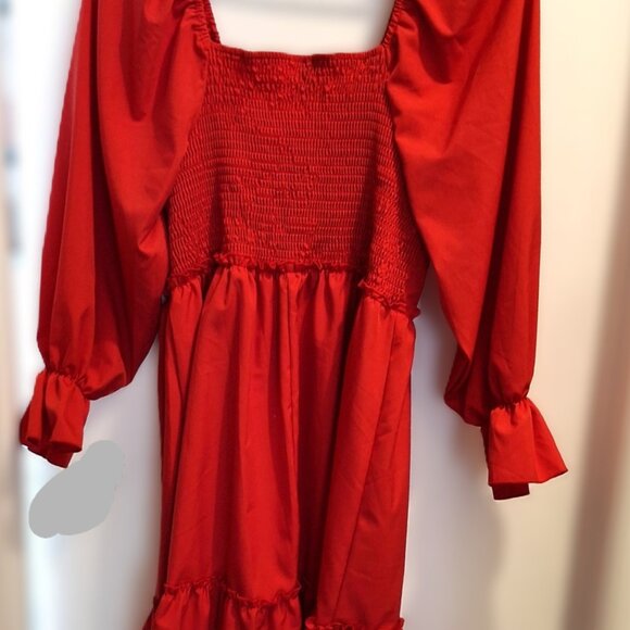 WOMENS RED 1XL CURVE SUMMER DRESS, NEW, BACK STRETCH - Picture 2 of 3